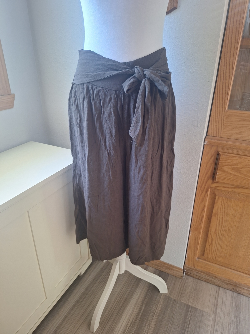 Y2K Love Culture Brown Wide-Leg Wrap Cropped Pants